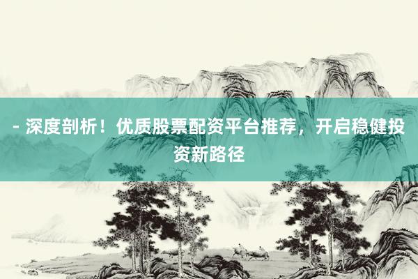 - 深度剖析！优质股票配资平台推荐，开启稳健投资新路径