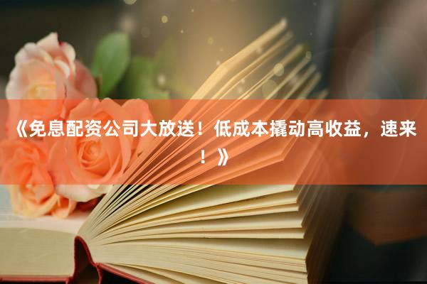 《免息配资公司大放送！低成本撬动高收益，速来！》