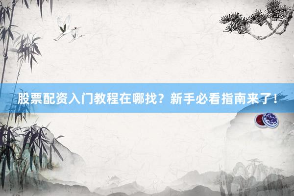股票配资入门教程在哪找？新手必看指南来了！