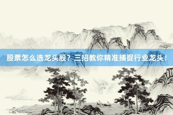 股票怎么选龙头股？三招教你精准捕捉行业龙头！