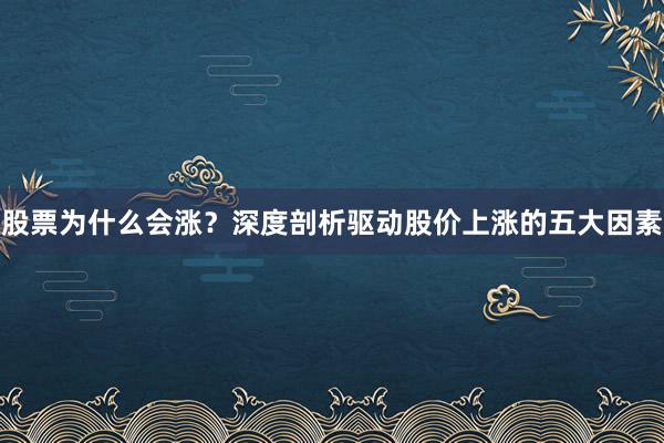 股票为什么会涨？深度剖析驱动股价上涨的五大因素
