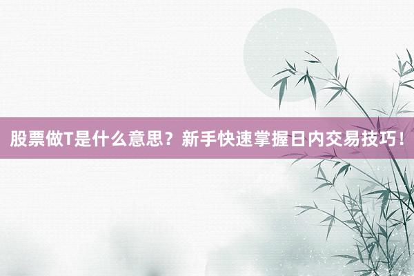 股票做T是什么意思？新手快速掌握日内交易技巧！
